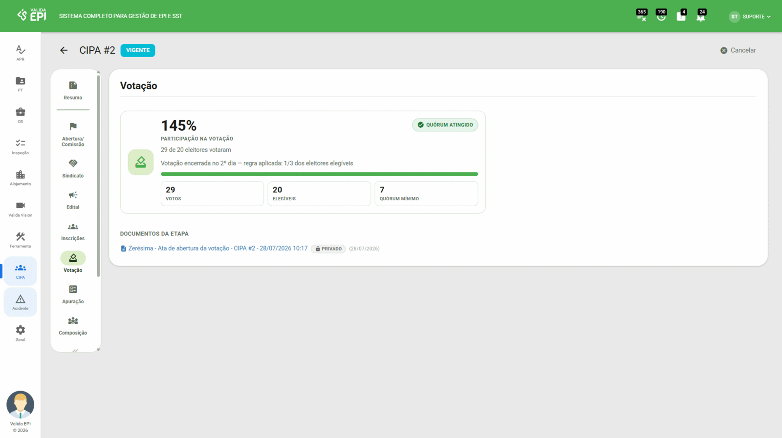 Votação online da CIPA
