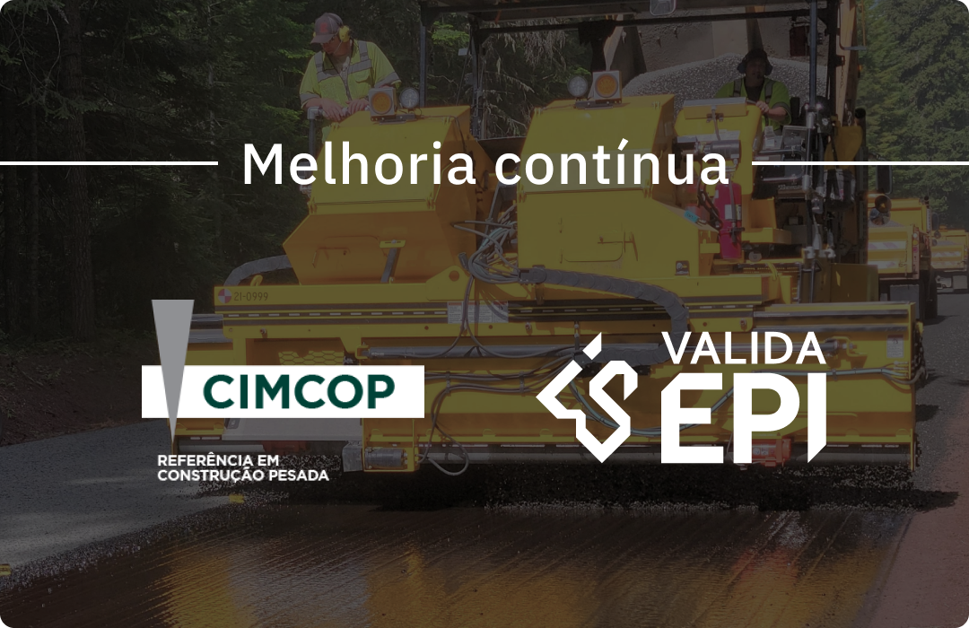 Capa da matéria: imagem de uma pavimentadora ao fundo. Sobre a foto, a frase 